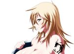  bad_id bare_shoulders blonde_hair breasts cropped gray_eyes grey_eyes huge_breasts ikkitousen large_breasts long_hair lowres navel picture_cut pizaya s_tanly shibai_chuutatsu source_request standing tattoo undressing 