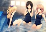  3girls bath coffee-kizoku cure_girl hoshimiya_miyu nanjou_rena school_swimsuit shiramine_rika swimsuit 
