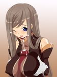  artist_request blue_eye blue_eyes blush breasts brown_hair censored clothed_sex cum eye_closed gloves happy highres long_hair paizuri penis tales_of_(series) tales_of_the_abyss tear_grants wink 