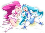  blue_hair cocco diaper hanasaki_tsubomi heart_catch_precure heartcatch_precure highres kurumi_erika pee peeing pink_hair precure pretty_cure 