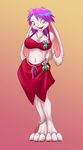  anklet arms_behind_back big_feet blue_eyes breasts chest_tuft clothed clothing cute ear_piercing female fur fur_tuft gypsi hair hyhlion jewelry lagomorph long_ears mammal navel piercing purple_hair rabbit skimpy skirt solo standing toe_ring tuft white_fur 