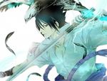  bird male male_focus md5_mismatch naruto shizimi0218 solo sword uchiha_sasuke weapon white_background 