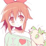  9law asaka_hinata bare_shoulders bow brown_eyes brown_hair hair_bow jewelpet_(series) jewelpet_sunshine peridot_(jewelpet) short_hair 