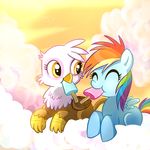  blue_fur cloud clouds cute equine female feral friendship_is_magic fur gilda_(mlp) gryphon hasbro horse madmax mammal my_little_pony pegasus popcicle popsicle rainbow_dash_(mlp) sun wings young 