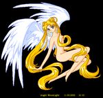  angel angel_wings bishoujo_senshi_sailor_moon blonde_hair facial_mark forehead_mark nipples nude tsukino_usagi wings 