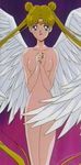  angel angel_wings bishoujo_senshi_sailor_moon blonde_hair cap cropped nipples no_nipples nude screencap tsukino_usagi wings 