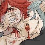  2boys artist_request atlus blood blush character_request digital_devil_saga heat heat_(dds) lowres multiple_boys red_eyes red_hair serph shin_megami_tensei source_request tongue yaoi 