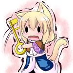  animal_ears blonde_hair cat_ears cat_tail chibi extra_ears hoshizuki_(seigetsu) kemonomimi_mode key mizuhashi_parsee open_mouth puru-see scarf solo tail touhou trembling |_| 
