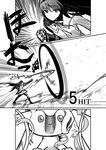  akemi_homura brass_knuckles combo_counter comic greyscale homu kyubey long_hair magical_girl mahou_shoujo_madoka_magica monochrome nishiide_kengorou pantyhose punching translated weapon 