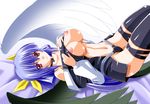  arc_system_works blue_hair breasts dizzy guilty_gear kumashiro_izuta large_breasts lying red_eyes thighhighs wings 