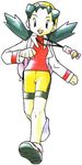  bike_shorts blue_hair crystal_(pokemon) game_freak official_art pokemon pokemon_(game) pokemon_crystal pokemon_gsc solo spandex_shorts standing sugimori_ken transparent_background 