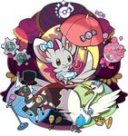  blitzle candy instrument klink lowres microphone minccino musical_note nintendo no_humans official_art ohmura_yusuke pokemon pokemon_(game) pokemon_black_and_white pokemon_bw swanna umbrella 