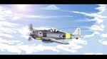  aircraft airplane animal_ears cloud day fw_190 headphones highres hu_sea letterboxed luftwaffe military original sky solo world_war_ii world_witches_series 