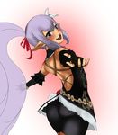  ass dark_skin elf elf_ears final_fantasy final_fantasy_xi gloves long_hair looking_back pixiv_thumbnail pointy_ears pokosky ponytail prishe purple_hair resized 