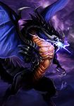  claws cloud dragon horns lightning muscle no_humans original sky talons western_dragon wings yellow_eyes youichi 