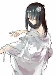  androgynous bad_id bad_pixiv_id black_hair blue_hair closed_eyes flower hair_flower hair_ornament long_hair male_focus nezumi_(no.6) no.6 solo soto spoilers 