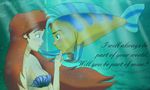  bra breasts brown_hair disney female flounder hair humanesque_face love male mermaid side_boob straight the_little_mermaid underwater underwear unknown_artist water 