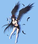  :p alternate_hairstyle barefoot bikini black_bikini black_hair black_sarong breasts feathers gmot hat highres large_breasts long_hair looking_at_viewer red_eyes sarong shameimaru_aya solo swimsuit tokin_hat tongue tongue_out touhou wings 