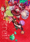  bandages crazy flower frilled_sleeves frills from_above guitar highres injury instrument jakkun jewelry lily_(flower) long_sleeves mystia_lorelei open_mouth perspective pink_hair ring rose scar short_hair solo star tongue touhou wings 