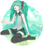  aqua_eyes aqua_hair bad_id bad_pixiv_id bass_clef beamed_eighth_notes black_legwear boots eighth_note flat_sign hatsune_miku long_hair minatsuki_randoseru musical_note necktie open_mouth quarter_note sharp_sign sitting sixteenth_note skirt solo thigh_boots thighhighs treble_clef twintails very_long_hair vocaloid wariza zettai_ryouiki 