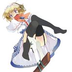  alice_margatroid blonde_hair blue_eyes capelet garter_straps hairband legs panties panties_around_one_leg shino_satoru short_hair solo tears thighhighs touhou underwear 