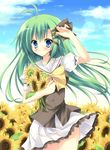  asakura_hayate bad_id bad_pixiv_id blue_eyes flower green_hair long_hair school_uniform shigure_asa shuffle! solo sunflower 