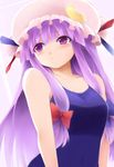  bad_id bad_pixiv_id crescent hat long_hair one-piece_swimsuit patchouli_knowledge purple_eyes purple_hair solo swimsuit touhou yostxxx 