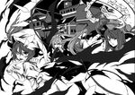  bad_id bad_pixiv_id crescent flandre_scarlet greyscale hat hong_meiling iro_marimo izayoi_sakuya maid maid_headdress monochrome multiple_girls patchouli_knowledge remilia_scarlet scarlet_devil_mansion tongue touhou wings 