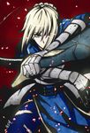  ahoge armor artoria_pendragon_(all) ash_(artist) bad_id bad_pixiv_id blonde_hair blue_eyes fate/stay_night fate_(series) gauntlets hair_over_one_eye saber serious solo sword weapon 