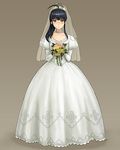  ahoge black_hair bouquet bridal_veil choker dress flower genderswap genderswap_(mtf) hair_ornament hanta_ichigo hunter_series jewelry kishiba_yuusuke long_hair solo veil wedding_dress 