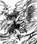  acryl bad_id bad_pixiv_id fan greyscale hat highres light_smile looking_at_viewer monochrome shameimaru_aya short_hair smile solo touhou wings 