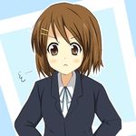  :&lt; bad_id bad_pixiv_id brown_eyes brown_hair hirasawa_yui k-on! mkt_(50r50r) school_uniform short_hair solo 