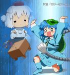  :&lt; =_= animal_ears bad_id bad_pixiv_id blue_hair blush board_game dog_ears hat inubashiri_momiji kawashiro_nitori key mechanical_arm multiple_girls nobiiru_arm o_o open_mouth ragequit shougi sweat table_flip tears tokin_hat tonbi touhou translated two_side_up white_hair 