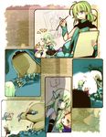  2girls ? aqua_eyes art_brush aruya_(flosrota) bad_id bad_pixiv_id blue_eyes comic cyril_alcott elf green_hair multiple_girls o_o paintbrush pixiv_fantasia pixiv_fantasia_4 pointy_ears silent_comic 