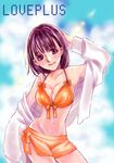  anegasaki_nene bad_id bad_pixiv_id bikini breasts brown_eyes brown_hair cleavage front-tie_top large_breasts love_plus mole mole_under_eye rio_ayas short_hair solo swimsuit 