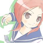  bad_id bad_pixiv_id brown_eyes kiyosumi_school_uniform lowres mahjong mkt_(50r50r) red_hair saki school_uniform serafuku short_hair smile solo takei_hisa twintails 