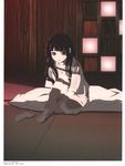  absurdres artbook black_hair enma_ai highres japanese_clothes jigoku_shoujo kimono oka_mariko red_eyes scan socks solo tabi 