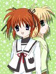  1girl lowres lyrical_nanoha mahou_shoujo_lyrical_nanoha school_uniform seishou_elementary_school_uniform takamachi_nanoha twintails yuuno_scrya 