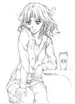  amagami casual greyscale lineart monochrome short_hair solo suda_(yuunagi_enikki) tanamachi_kaoru 