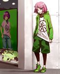  gym_leader hood hoodie male male_focus nikawa_99-do nozonokusa pokemon purple_eyes purple_hair shoes spinarak tsukushi_(pokemon) 