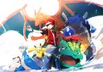  alternate_costume bad_id bad_pixiv_id blastoise blue_wings brown_hair charizard electricity gen_1_pokemon hat holding holding_poke_ball lapras outstretched_arm pikachu poke_ball pokemon pokemon_(creature) pokemon_(game) pokemon_frlg pokemon_hgss red_(pokemon) red_(pokemon_frlg) red_eyes sketch snorlax ume_(plumblossom) venusaur wings 