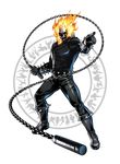  absurdres capcom chain chains fire ghost_rider highres looking_at_viewer marvel marvel_vs._capcom marvel_vs_capcom mori_toshiaki official_art pointing shinkiro skull 