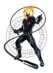  chain fire ghost_rider highres jacket marvel marvel_vs._capcom marvel_vs._capcom_3 mori_toshiaki official_art skull solo spikes 
