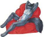  arms_above_head balls bean_bag celestialwolfen male mammal nude penis raccoon solo 