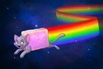  cat feline green_eyes nyan_cat pink_nose rainbow space tail 