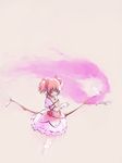  bow bow_(weapon) gloves hair_ribbon highres kaname_madoka koharu_nosuke magical_girl mahou_shoujo_madoka_magica pink_hair ribbon short_hair short_twintails solo twintails weapon 