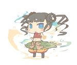  black_hair blue_eyes blush_stickers chibi inishie midriff monk_(sekaiju) navel open_mouth sekaiju_no_meikyuu sekaiju_no_meikyuu_3 solo twintails 