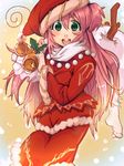  atelier_(series) bell christmas green_eyes hat long_hair mana_khemia mana_khemia_(series) open_mouth philomel_hartung pink_hair sack santa_costume santa_hat solo tegaki 