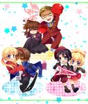  4boys androgynous blonde_hair blue_eyes boxing_gloves brown_hair carrying chibi couple formal hetero kanon_(umineko) long_hair multicolored_hair multiple_boys multiple_girls neon_ui running streaked_hair two-tone_hair umineko_no_naku_koro_ni ushiromiya_jessica ushiromiya_krauss ushiromiya_lion ushiromiya_natsuhi willard_h_wright yellow_eyes 