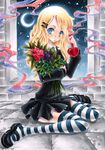  alexa_pasztor bad_deviantart_id bad_id blonde_hair blue_eyes bouquet crescent_moon flower hair_ornament hairclip harry_potter long_hair love_potion luna_lovegood mary_janes moon night potion school_uniform shoes skirt solo striped striped_legwear sweater thighhighs traditional_media 